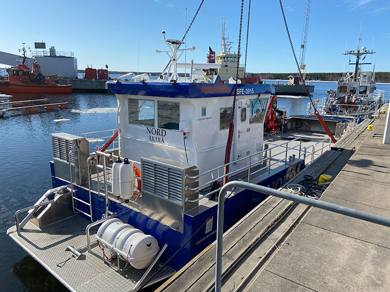 Luleå skärgårds nya arbetsbåt Nord sjösatt